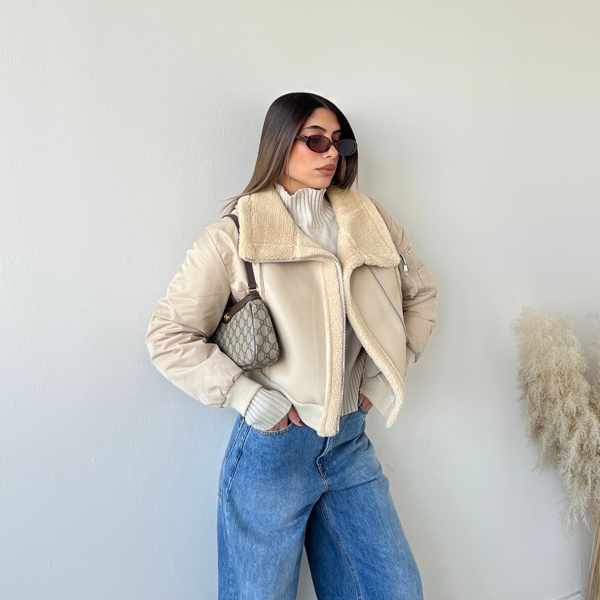 Bomber montone beige