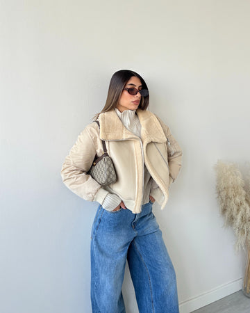 Bomber montone beige