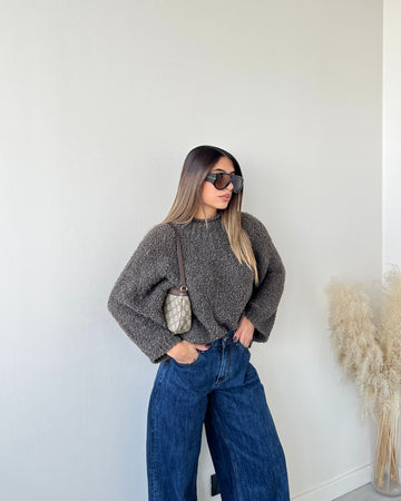 Pullover in bouclè testa di moro