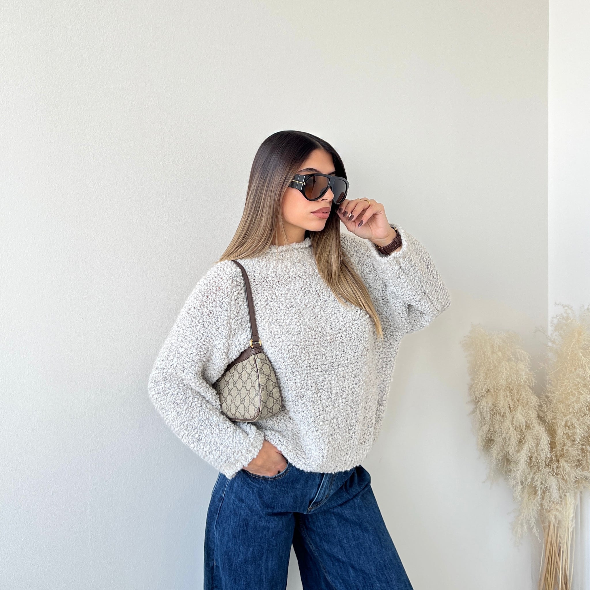 Pullover in bouclè avorio