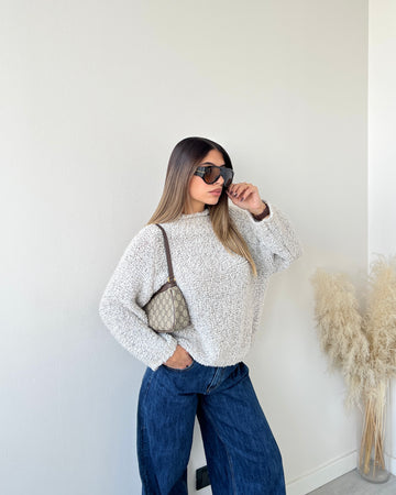 Pullover in bouclè avorio