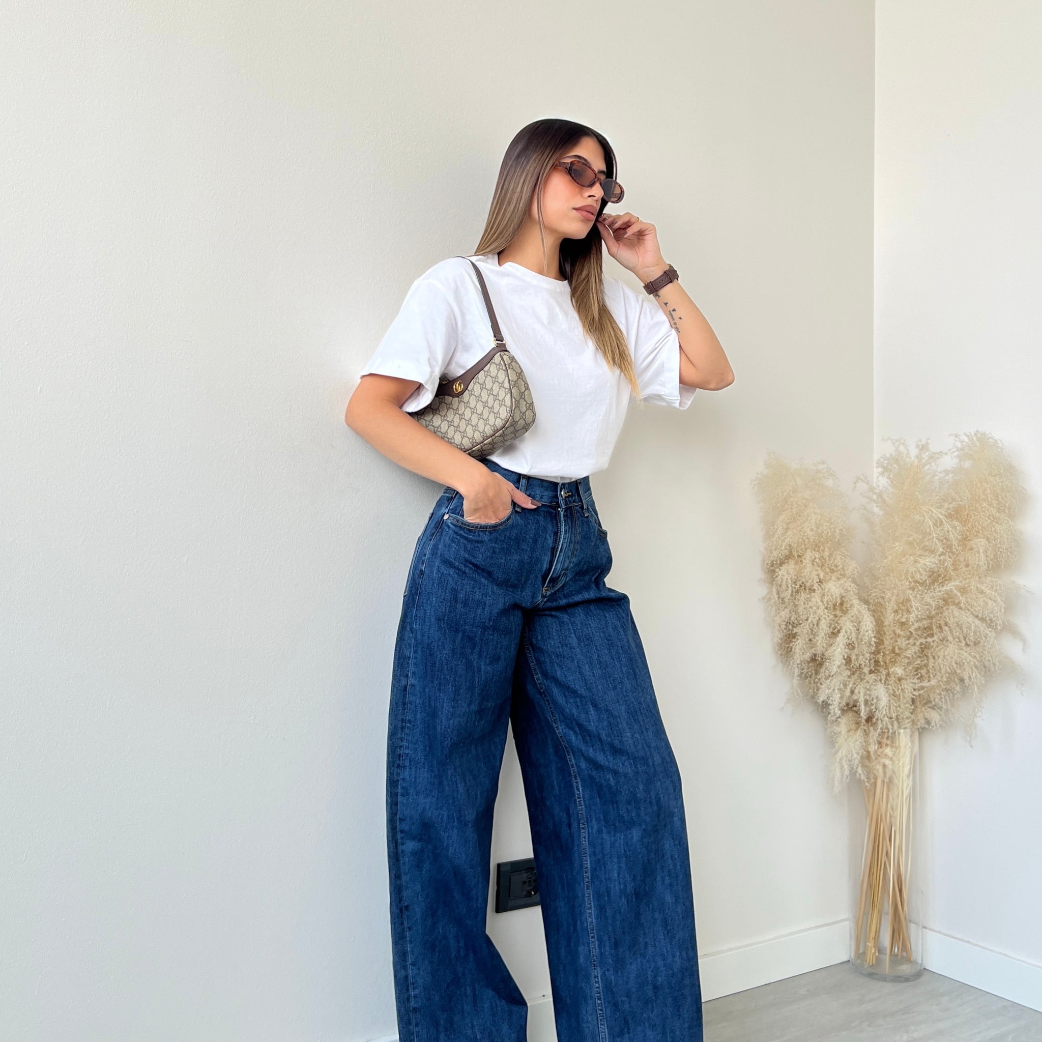 Jeans gamba larga  con risvolti 9004-1