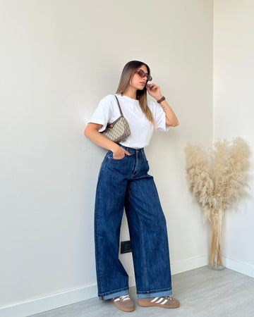 Jeans gamba larga  con risvolti 9004-1