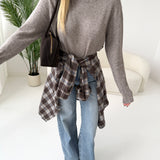 Pullover dolcevita con collo a costine fango