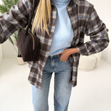 Camicia a quadri brown e celeste