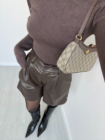 Shorts ecopelle testa di moro