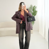 Giacca simil pelle con bottone burgundy