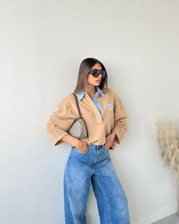 Felpa Wimbledon a polo camel