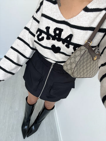 Gonna tasche e zip nera