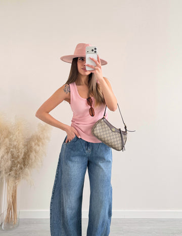 Canotta basic in misto cotone rosa