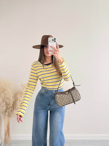 Maglia basic a righe gialla