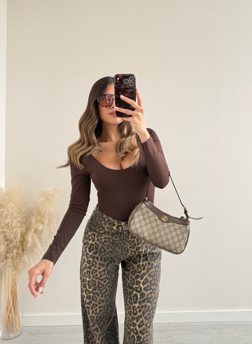 Body modal scollo rotondo brown