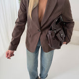 Giacca camel con bottone brown