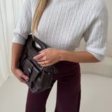 Maglia con trecce a mezza manica burro
