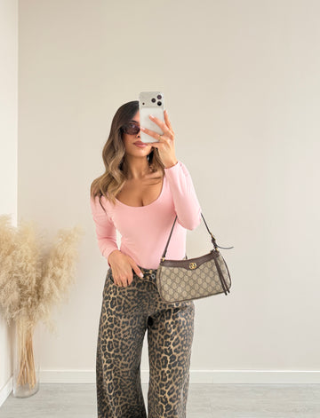 Body modal scollo rotondo rosa