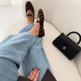 Ballerine con fibbia scamosciate brown