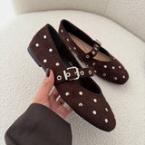 Ballerine con fibbia scamosciate brown