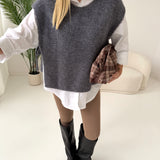 Gilet misto alpaca con fiocchi grey