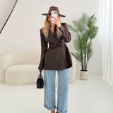 Giacca avvitata con bottone laterale brown