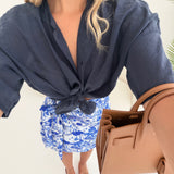 Blusa manica corta blu