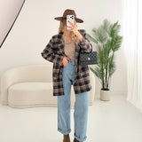 Blazer oversize in cotone con bottone tartan testa di moro