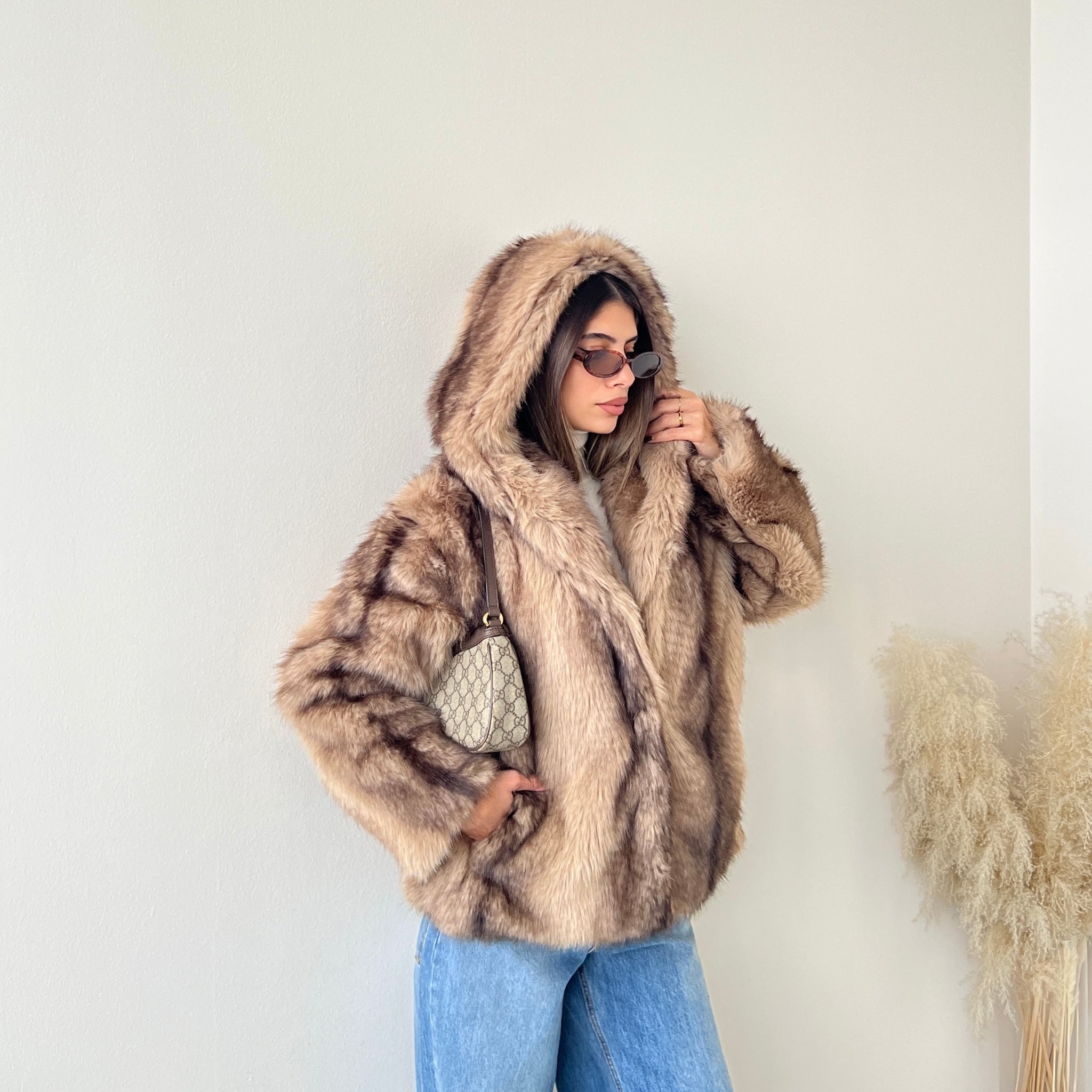 Ecopelliccia Wendy camel e brown