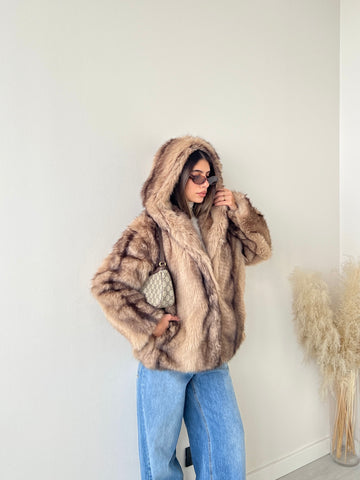 Ecopelliccia Wendy camel e brown