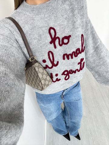 Pullover Ho il mal di gente grey