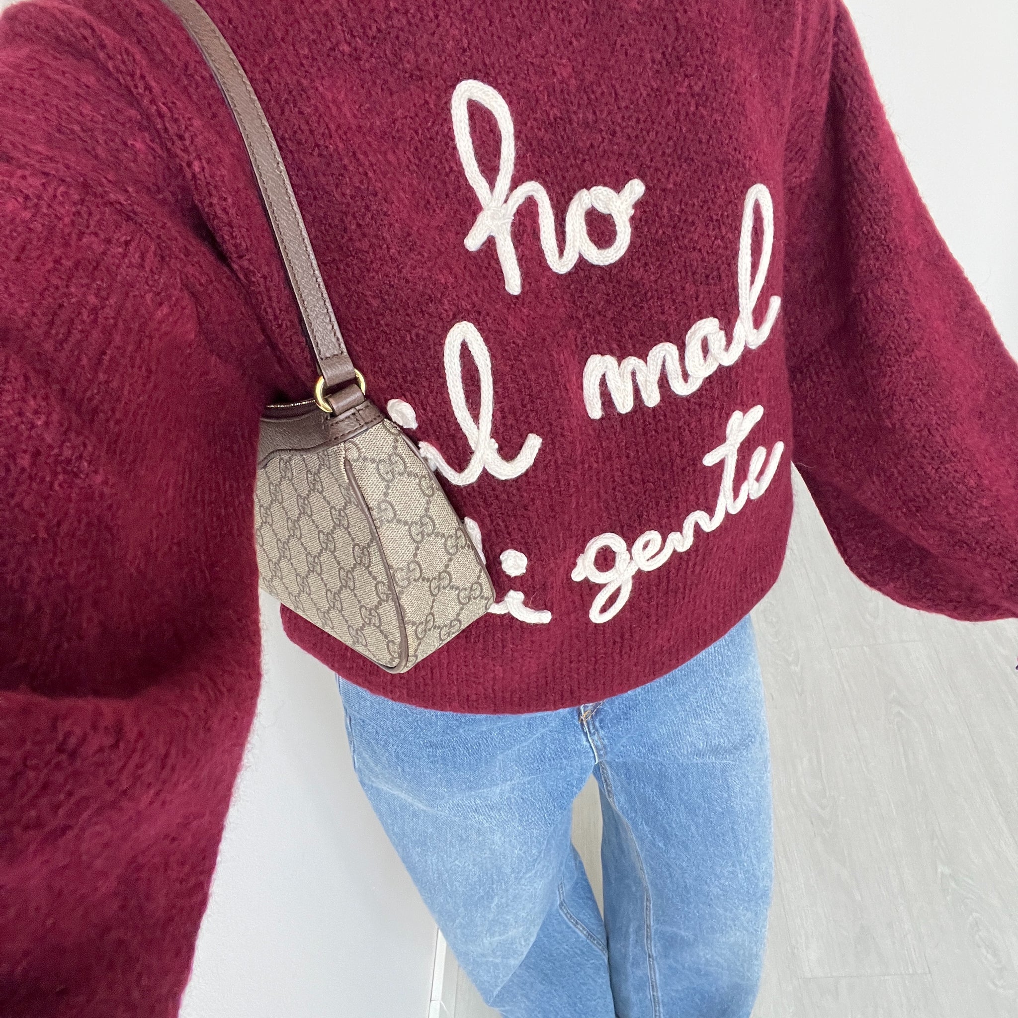 Pullover Ho il mal di gente bordeux