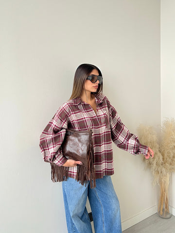 Camicia Ember a quadri caffè e vino
