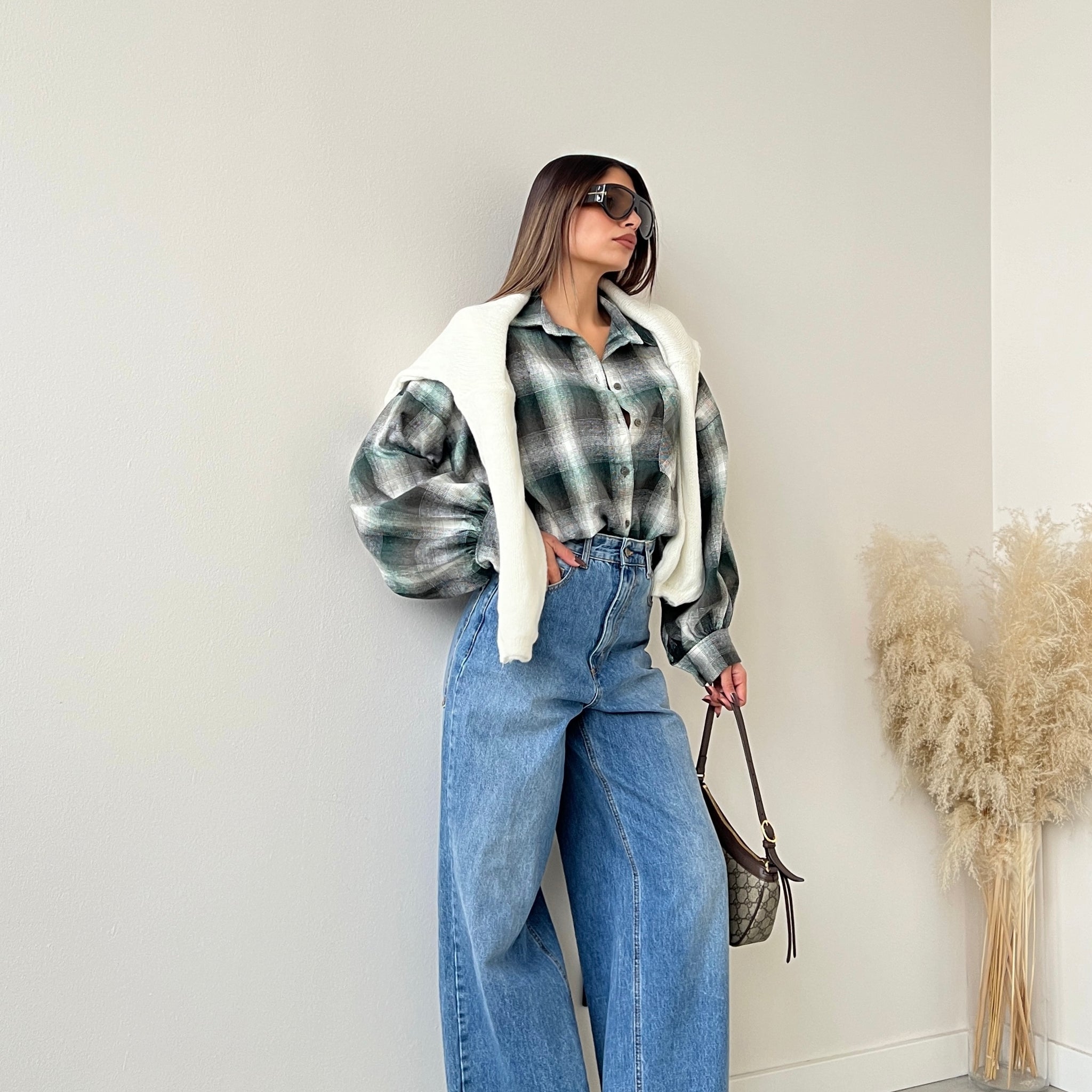 Camicia Hope maxi tartan verde