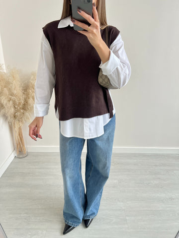 Gilet Melody con fiocchi caffè