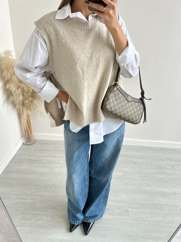 Gilet Melody con fiocchi sabbia