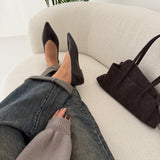 Ballerine a punta in simil pelle brown