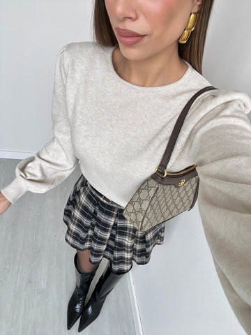 Maglia con manica a sbuffo sabbia