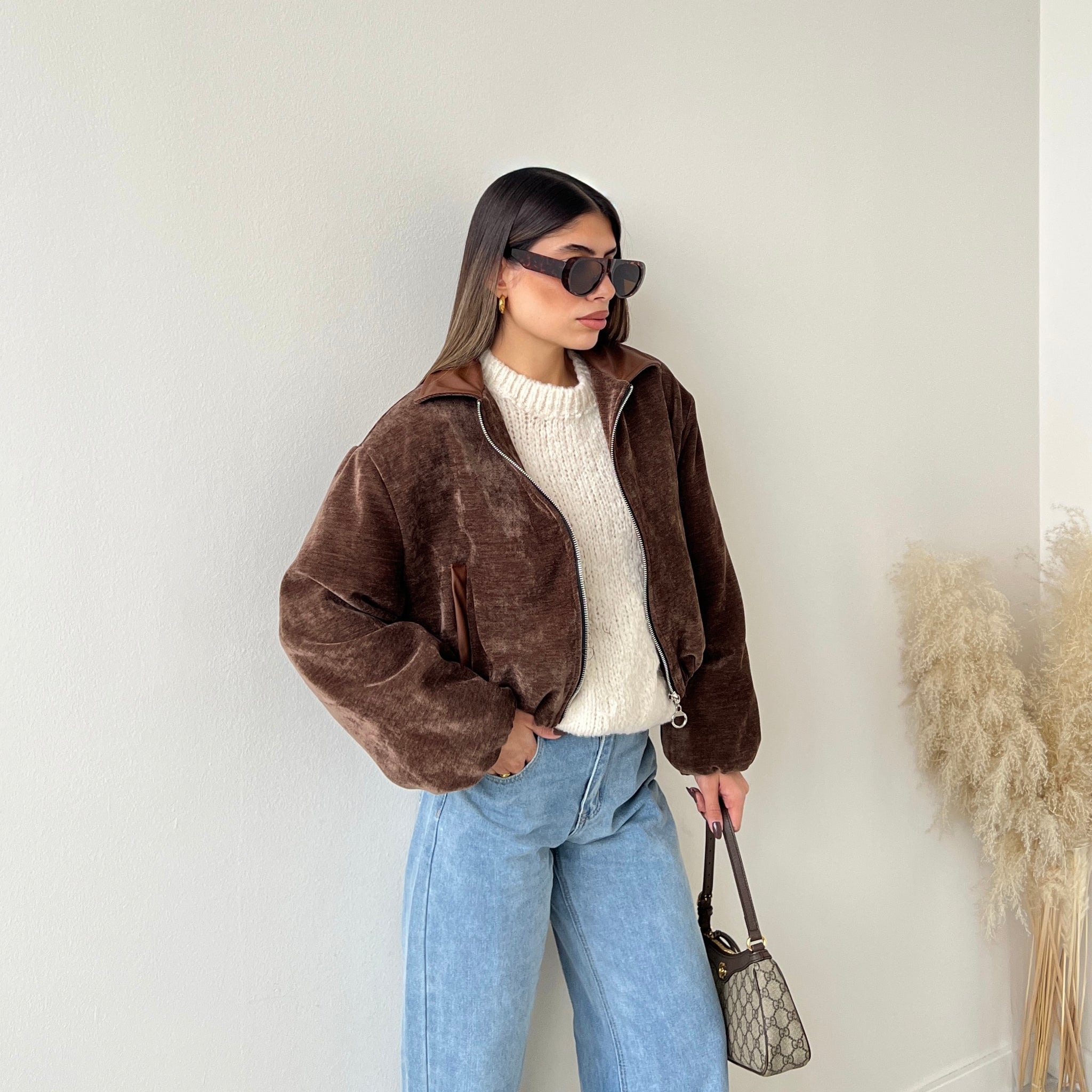 Bomber effetto velluto brown