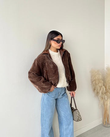 Bomber effetto velluto brown