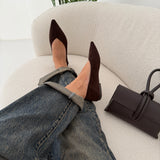 Ballerine a punta scamosciate brown