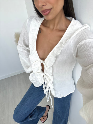 Blusa Pretty in cotone bianca