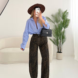 Jeans baggy leopardato