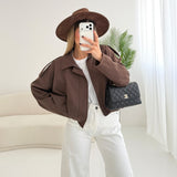 Giubbino mezza stagione con zip brown