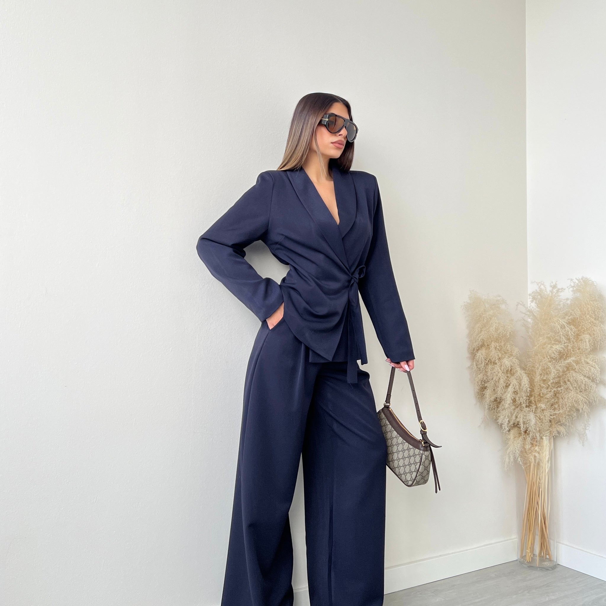 Tailleur portafoglio blu navy