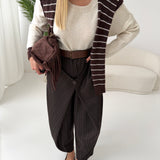 Pantalone effetto portafoglio a righe brown