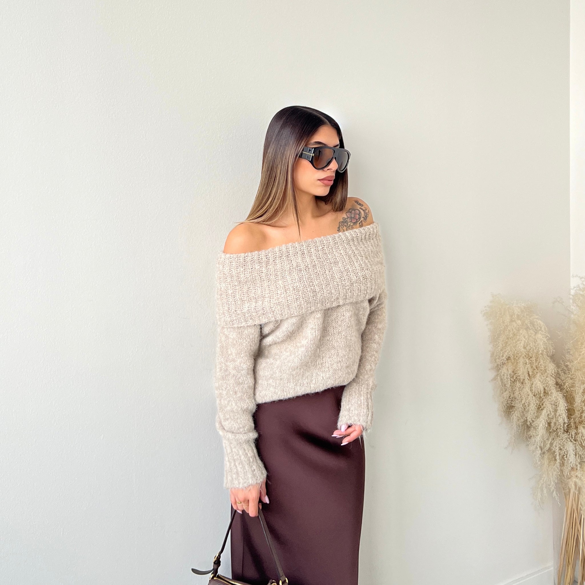 Maglione pesante con risvolto 3030 beige