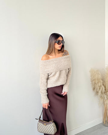 Maglione pesante con risvolto 3030 beige