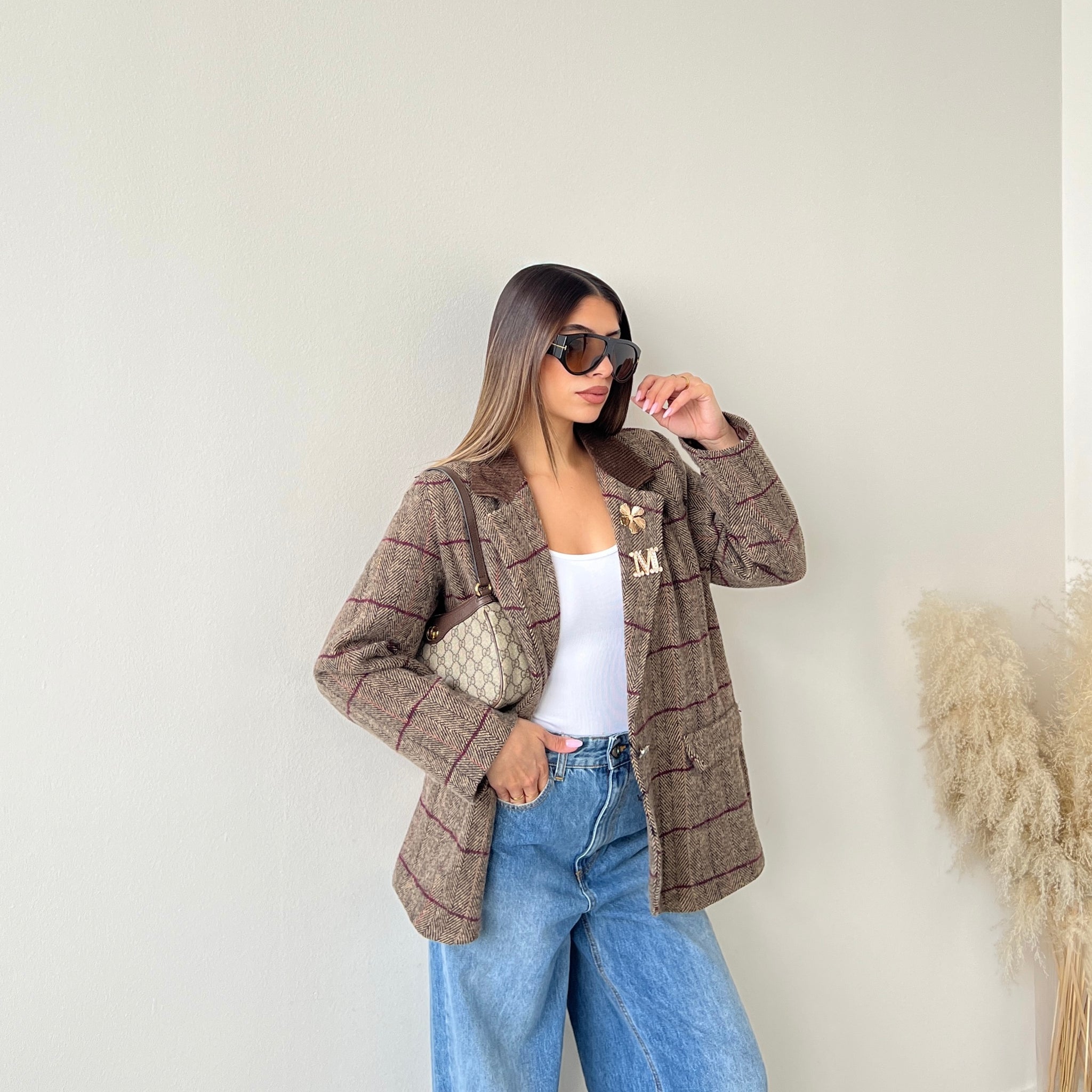 Giacca colletto velluto righe burgundy