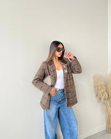 Giacca colletto velluto righe burgundy