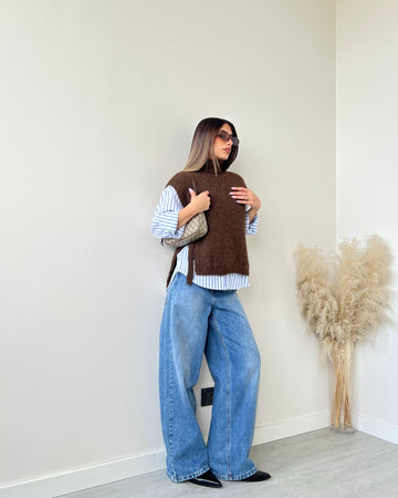 Gilet dolcevita con fiocchi caffè