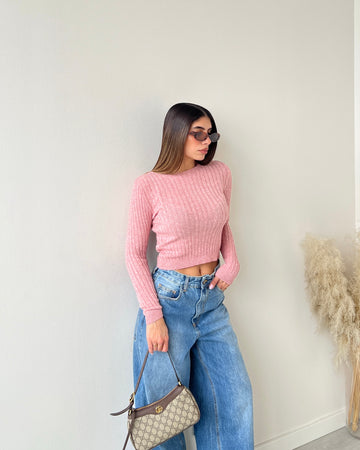 Maglioncino con treccine rosa