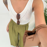 Pantalone con elastico in viscosa pistacchio